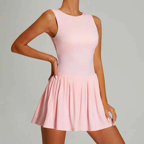 elegance pilates dress – pleated skirt + built-in shorts